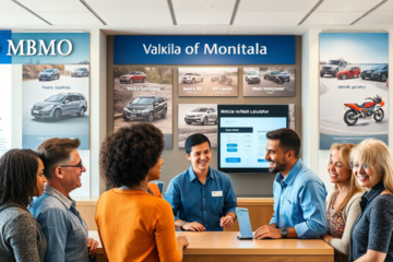 A family selecting a vehicle for purchase with a Bank of Montreal loan option