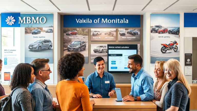 A family selecting a vehicle for purchase with a Bank of Montreal loan option