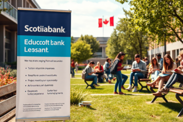 Student reviewing Scotiabank education loan options
