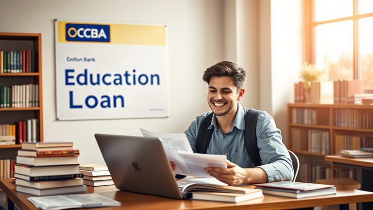 Student studying with CBA education loan materials.