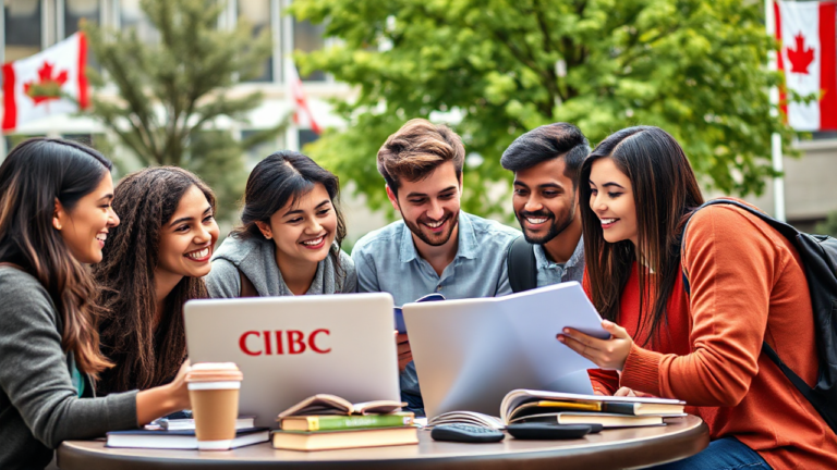 A student reviewing financial options for education loans at CIBC.