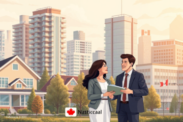 A person reviewing mortgage options at the National Bank of Canada.