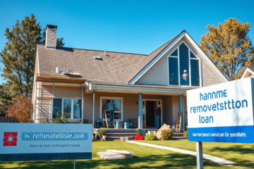 A family discussing home renovation plans with a loan advisor from the National Bank of Canada.