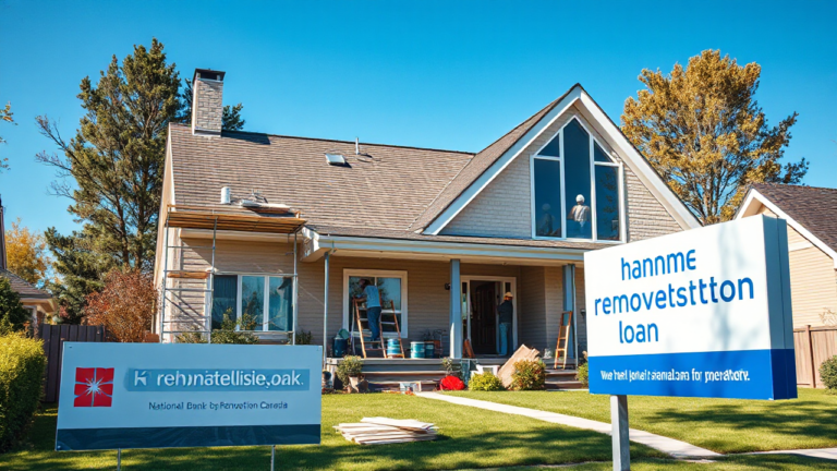 A family discussing home renovation plans with a loan advisor from the National Bank of Canada.