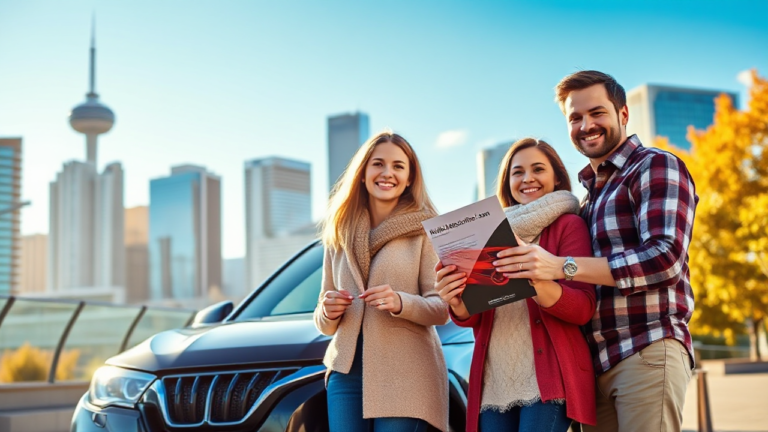 An image showcasing a family enjoying their new vehicle, symbolizing the benefits of the Manulife Bank Vehicle Acquisition Loan.