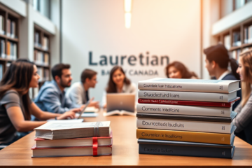 Student reviewing education loan options from Laurentian Bank.