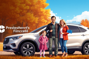 A person looking at a new vehicle with financing options from President's Choice Financial.