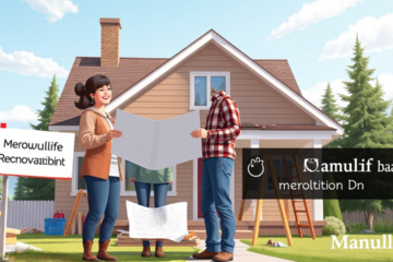 A family discusses home renovation plans with financial options from Manulife Bank.