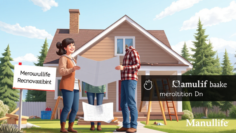 A family discusses home renovation plans with financial options from Manulife Bank.