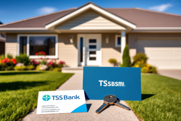 A family discussing options for a TSB Bank real estate loan in a cozy home setting.