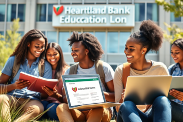 Student using a laptop to apply for Heartland Bank Education Loan.