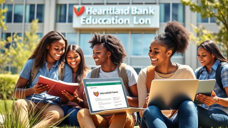 Student using a laptop to apply for Heartland Bank Education Loan.