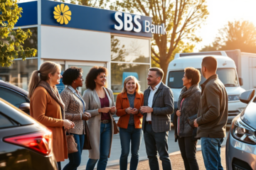 A person happily driving their new vehicle financed through SBS Bank Vehicle Acquisition Loan.