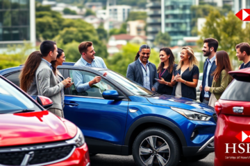 A person reviewing the HSBC Vehicle Acquisition Loan options for purchasing a new vehicle.