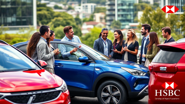 A person reviewing the HSBC Vehicle Acquisition Loan options for purchasing a new vehicle.