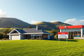 Graphic illustrating HSBC New Zealand's shift in real estate loan offerings and market changes.