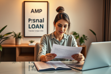 A person analyzing financial options for AMP Bank Ltd personal loans.