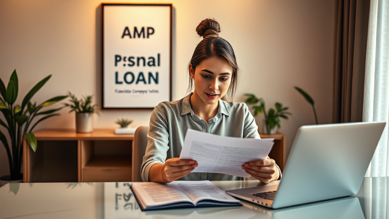 A person analyzing financial options for AMP Bank Ltd personal loans.