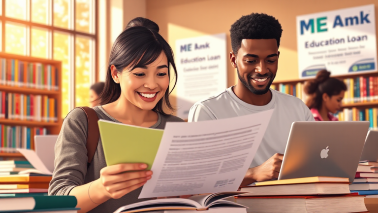 Student studying with books and laptop, exploring ME Bank Education Loan options.