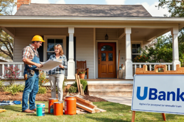 A family discussing home renovation plans while reviewing UBank loan options