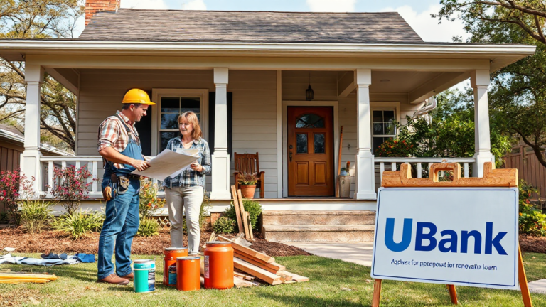 A family discussing home renovation plans while reviewing UBank loan options