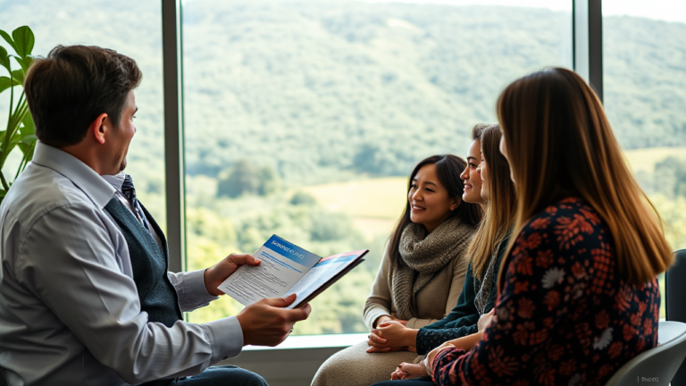 A financial advisor discussing personal loan options with clients at JPMorgan Chase Bank.