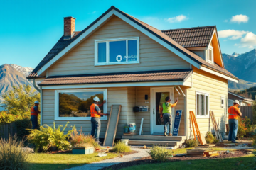 A family discussing renovation plans with a lender about a JPMorgan Chase Bank loan.