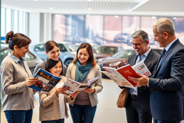 A car and financial documents representing vehicle acquisition financing.