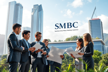 Illustration of Sumitomo Mitsui Banking Corporation's real estate financing solutions.