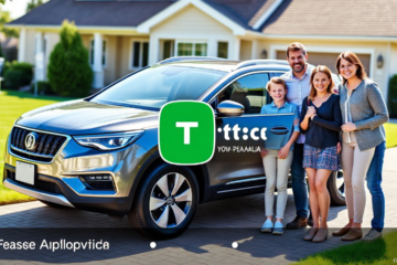 A happy family in front of their new vehicle purchased with a Tic Toc Home Loans Vehicle Acquisition Loan.