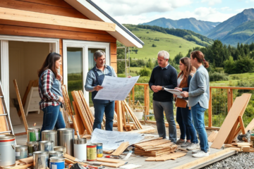A homeowner reviewing renovation plans with a Morgan Stanley representative.
