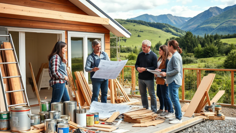 A homeowner reviewing renovation plans with a Morgan Stanley representative.