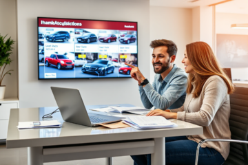 A person reviewing documents for a vehicle acquisition loan from MoneyPlace.