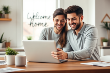 A family happily discussing their home buying experience with Plenti Real Estate Loan.