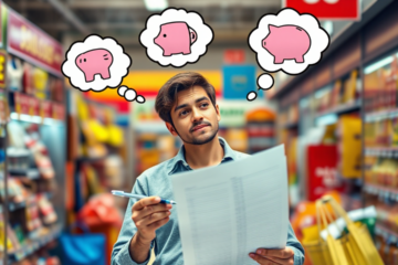 A person reviewing their finances to avoid impulsive spending