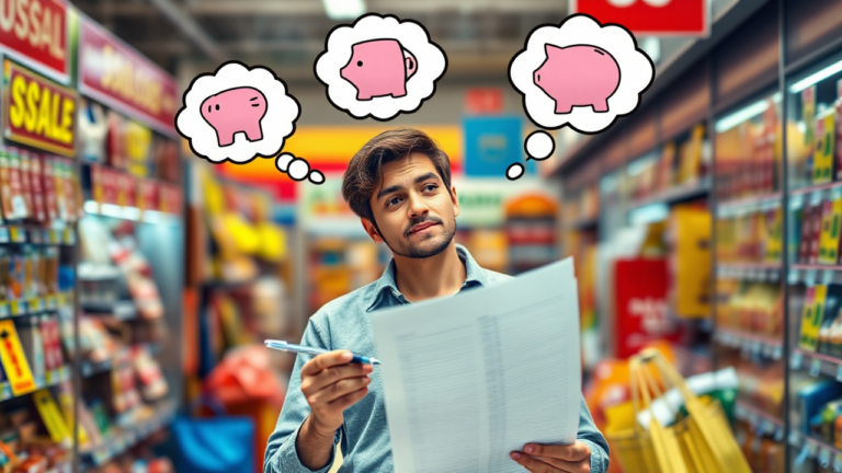 A person reviewing their finances to avoid impulsive spending
