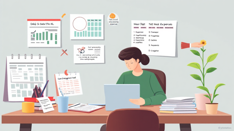 A person reviewing finances and budgeting to recover from debt.