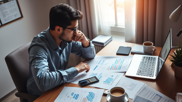Person managing credit card debt with financial tools.
