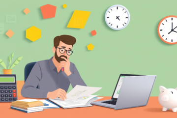 An illustration of a person considering taking a loan to improve their credit score.