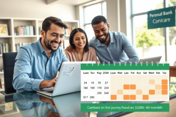 An image depicting the benefits of a personal loan with a fixed rate and cashback on the first installment.