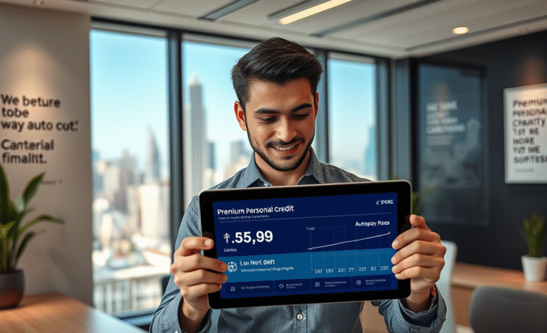 An image representing premium personal credit options with low interest rates and automatic debit payment.