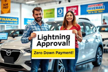 A happy customer driving their new car after quick financing approval