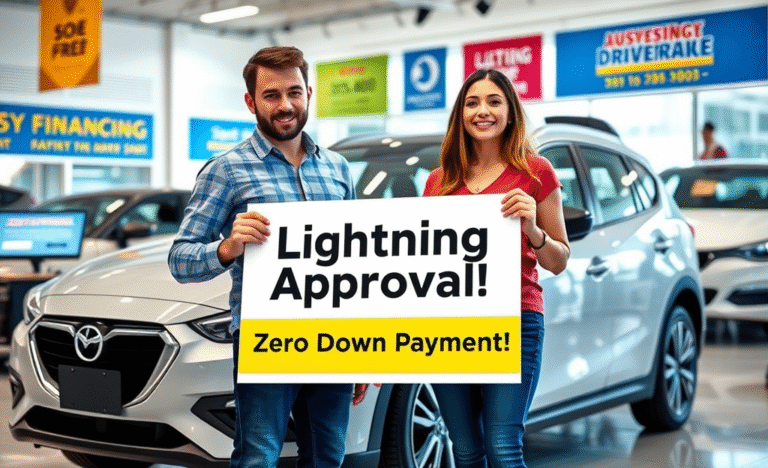 A happy customer driving their new car after quick financing approval