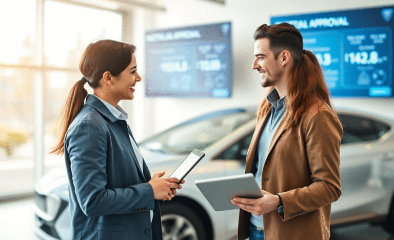 A person reviewing car loan options with instant digital analysis on a laptop.
