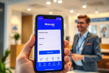 Person using a mobile device to apply for a personal loan with Resurs Bank.