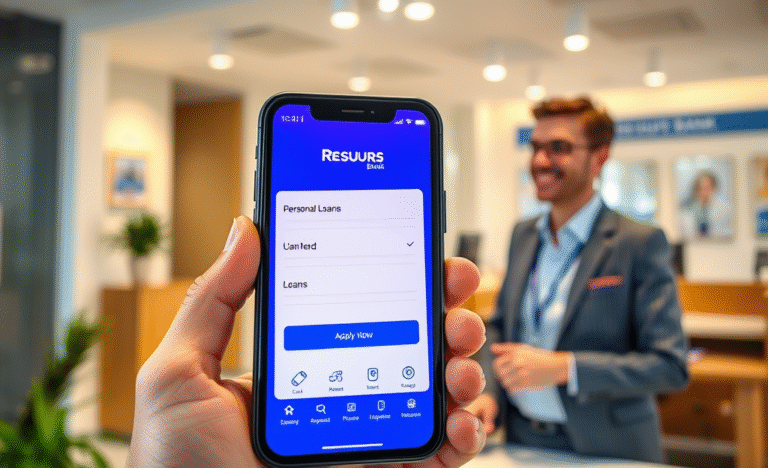 Person using a mobile device to apply for a personal loan with Resurs Bank.