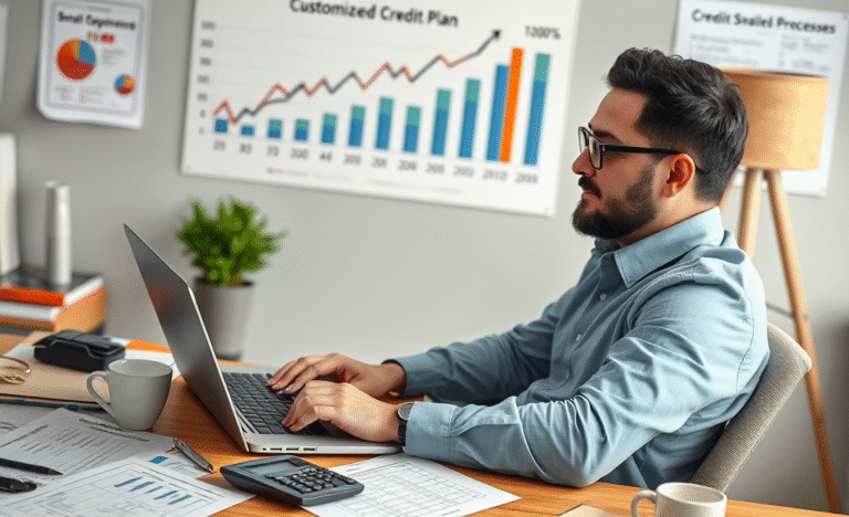 A visual representation of customized credit solutions for businesses, highlighting financial management and fast approval processes.
