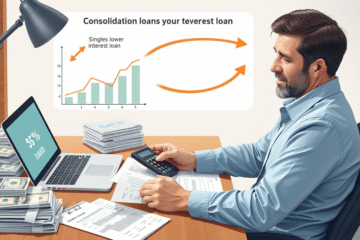 Image illustrating debt consolidation and reduced interest rates for effective credit management.