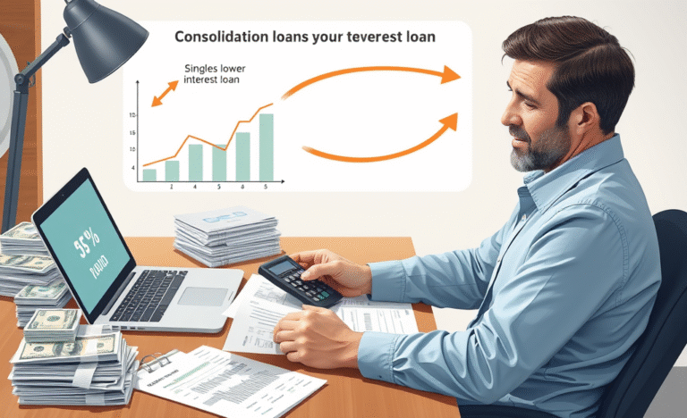 Image illustrating debt consolidation and reduced interest rates for effective credit management.