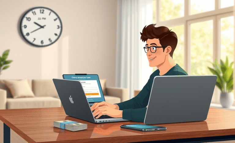 Illustration of fast online personal loan approval process.